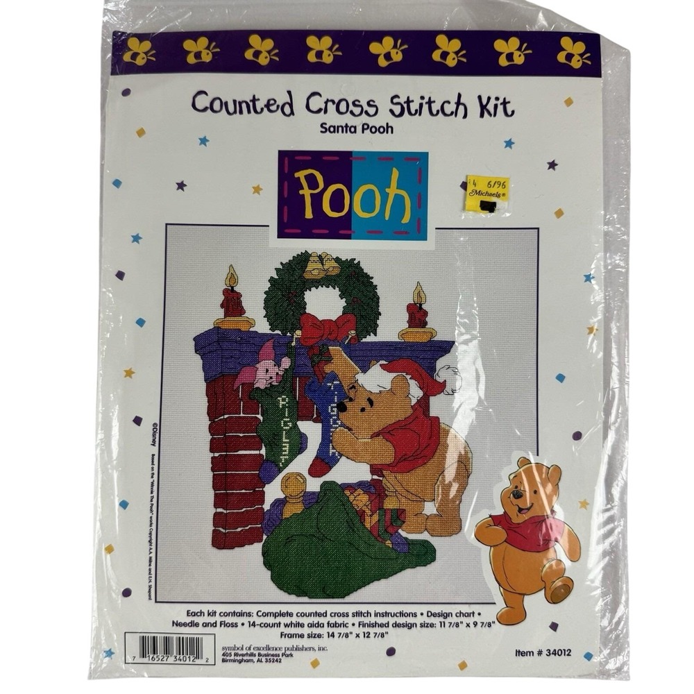 Winnie the Pooh Santa Pooh Counted Cross Stitch Kit 34012‎ Christmas Stocking